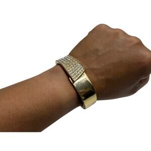 Beautiful gold-toned pave hinge cuff bracelet